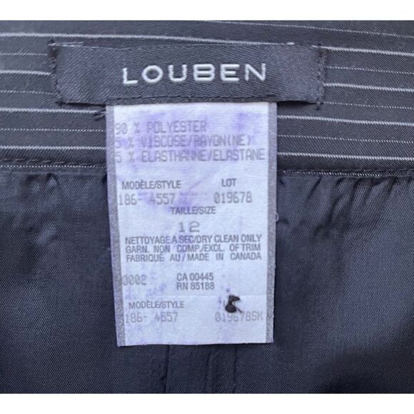 NWT LOUBEN Stretch Jet Black Pinstriped Pencil Skirt, Size 12 - Picture 4 of 11